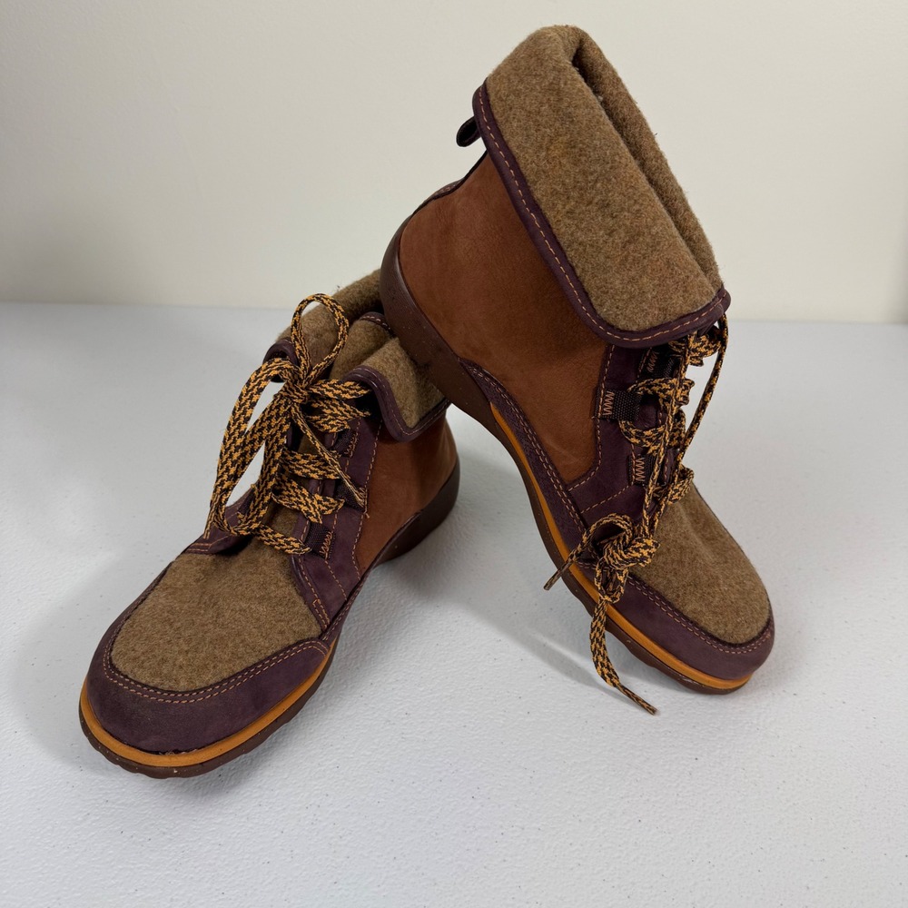 Chaco Topaz Brown Leather Wool Lace Up Ankle Boots Womens 7.5 J105392